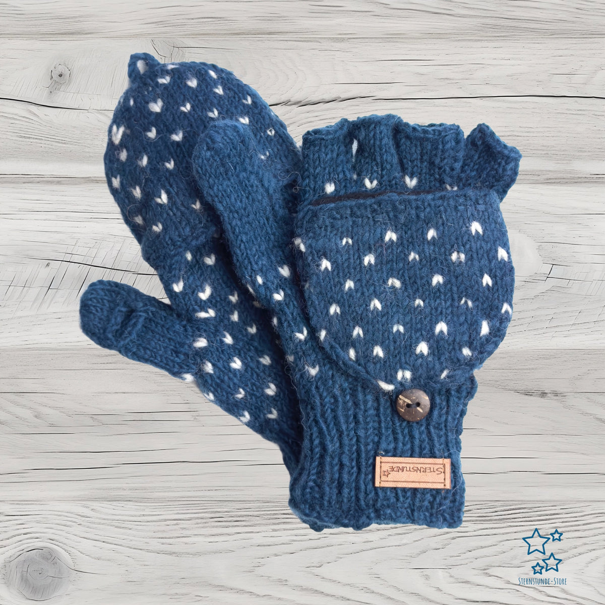 lill handschuhe Klapphandschuhe mit Punkten – handgestrickt in Nepal (Modell 