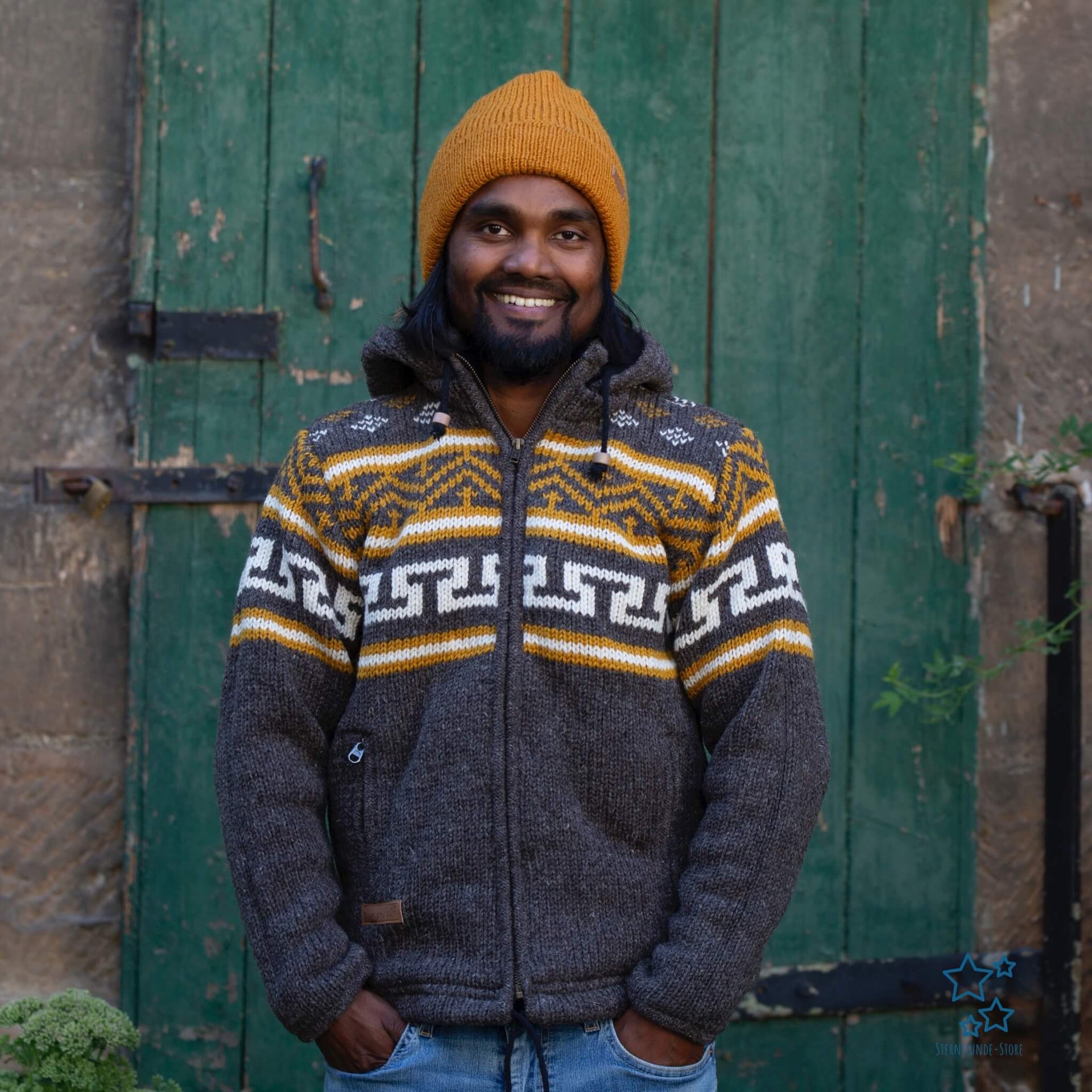 Wolljacke Norweger Muster Strickjacke Norwegische Winterjacke