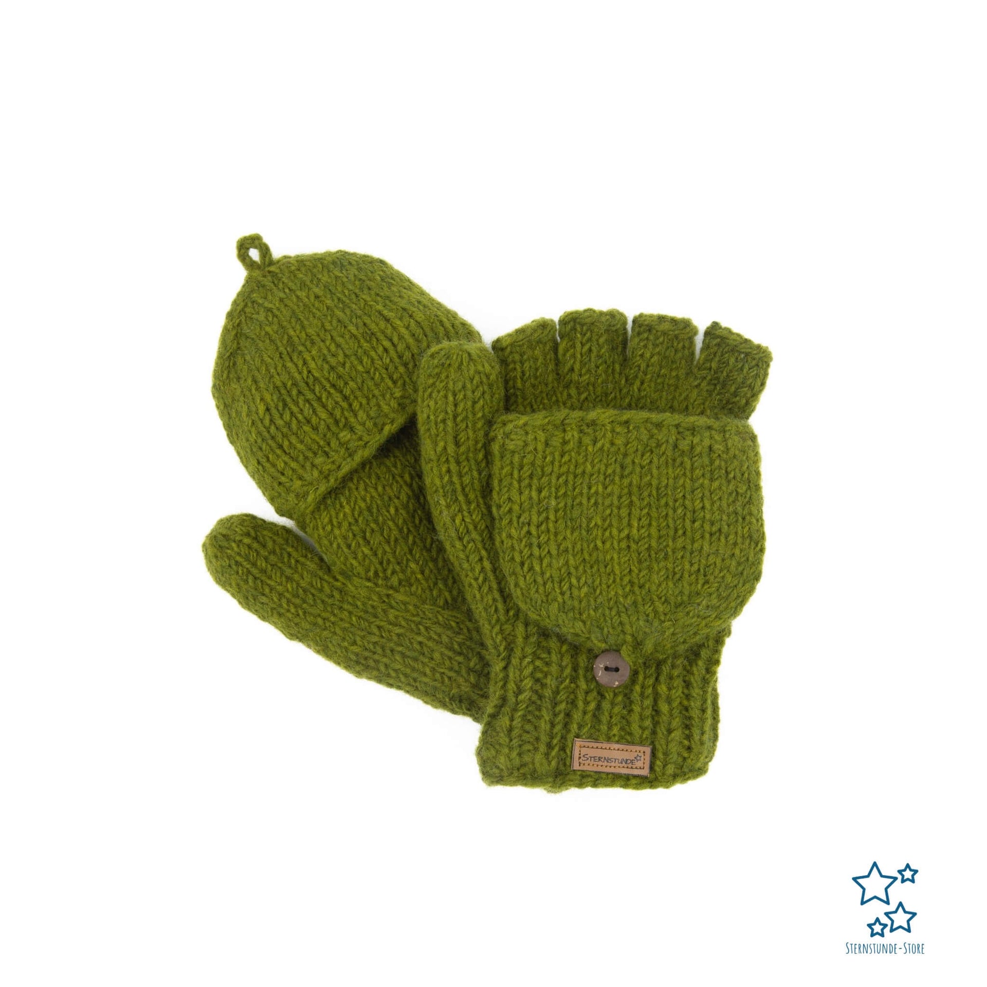 Warm hand-knitted folding gloves for men made of wool (model Bo) –  Sternstunde