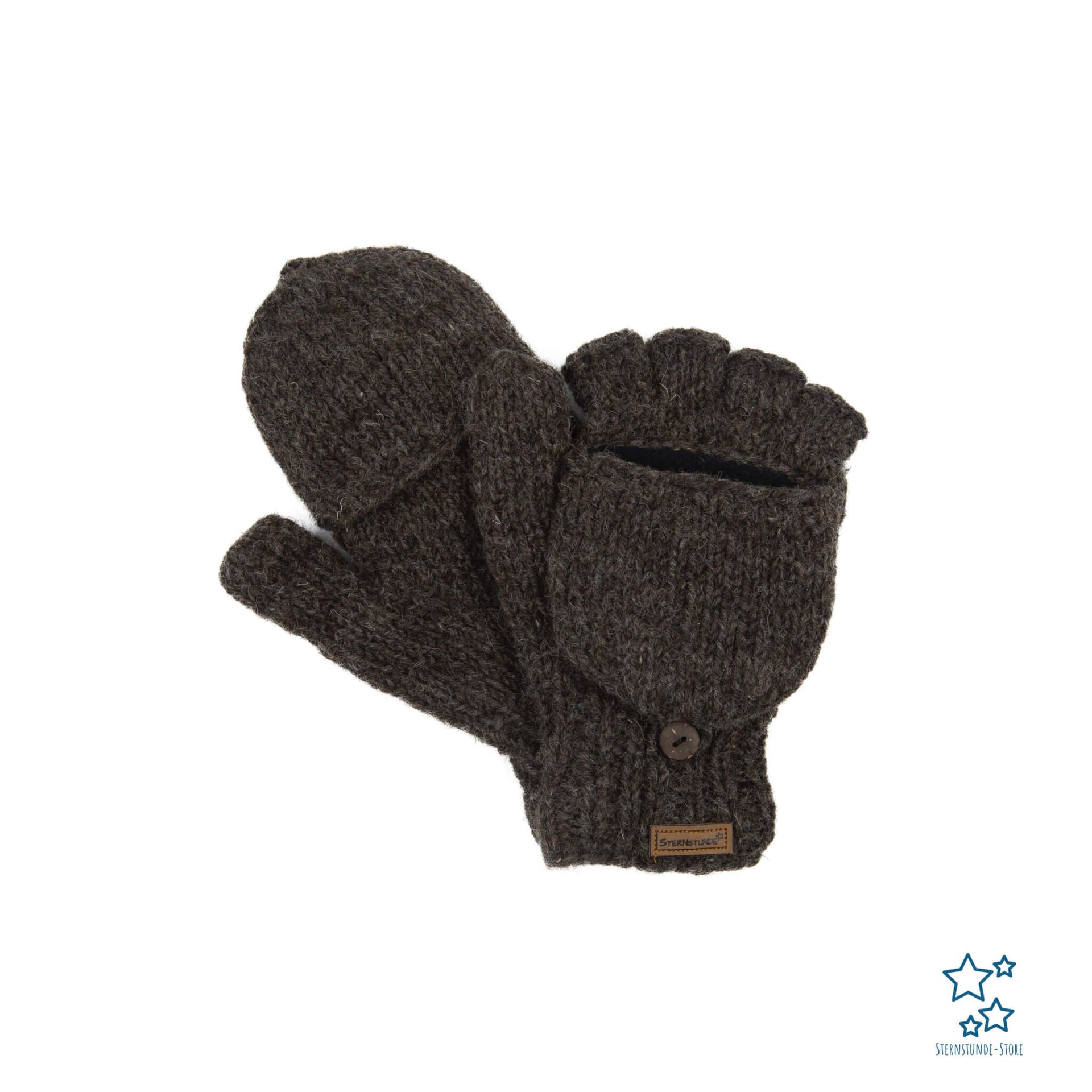 Warm hand-knitted folding gloves for men made of wool (model Bo) –  Sternstunde